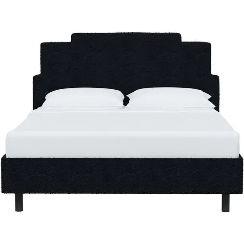 Paxton Bouclé Platform Bed - Handcrafted - Blue, No Box Spring Required, Comfortable & Durable