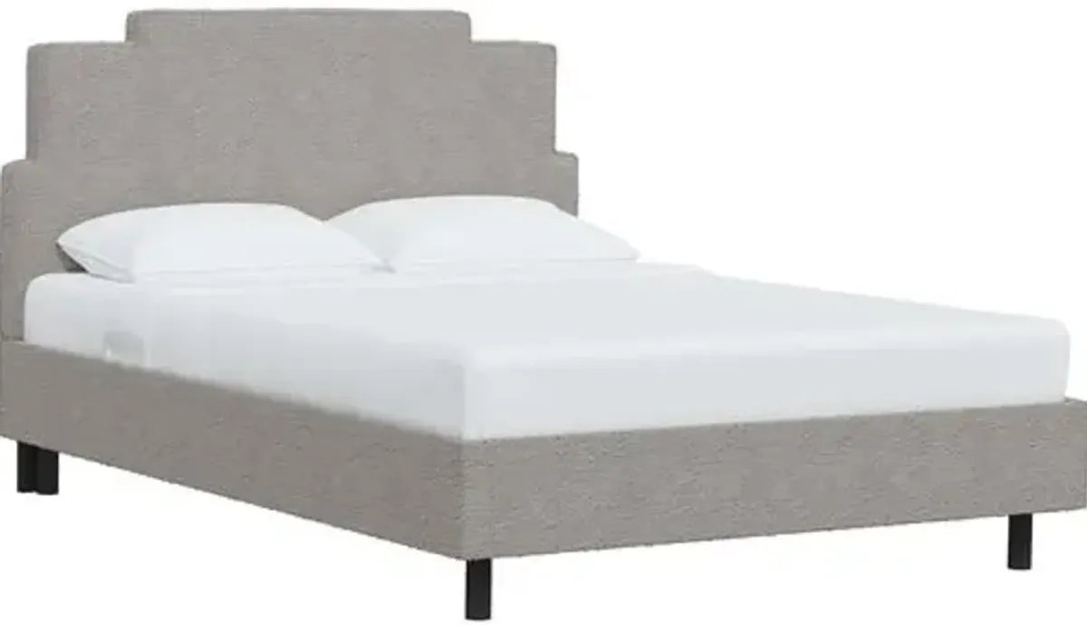 Paxton Bouclé Platform Bed - Handcrafted - Gray, No Box Spring Required, Comfortable & Durable