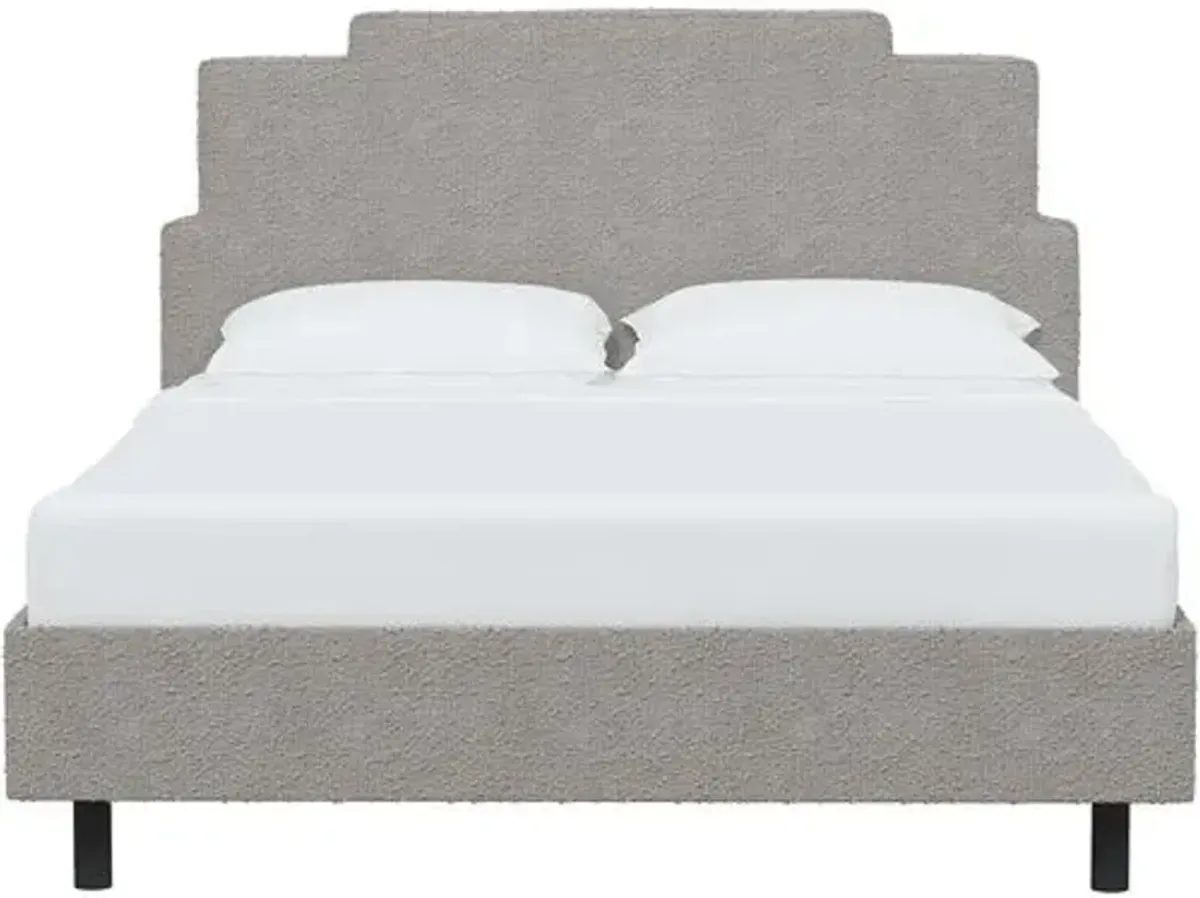 Paxton Bouclé Platform Bed - Handcrafted - Gray, No Box Spring Required, Comfortable & Durable