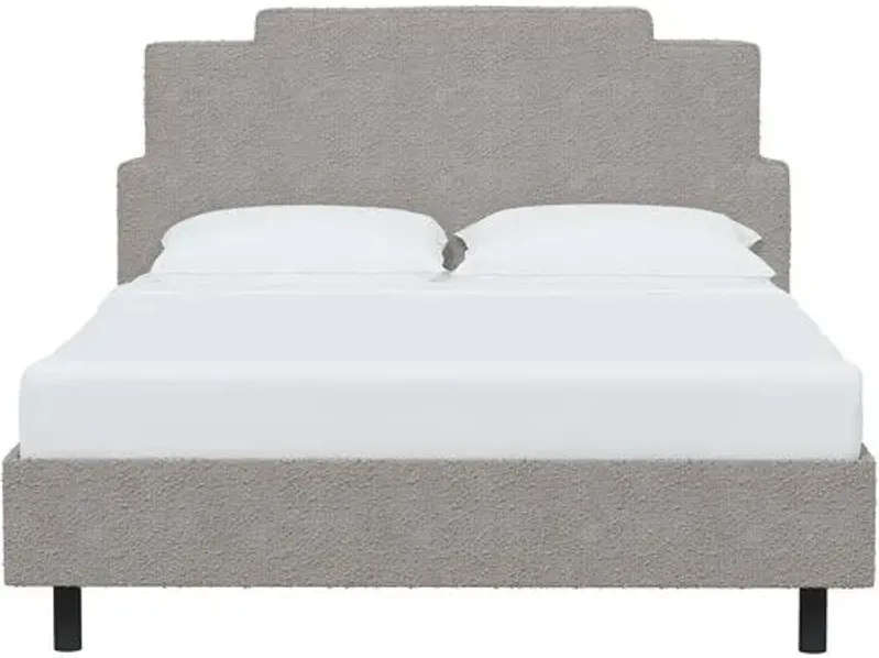 Paxton Bouclé Platform Bed - Handcrafted - Gray, No Box Spring Required, Comfortable & Durable