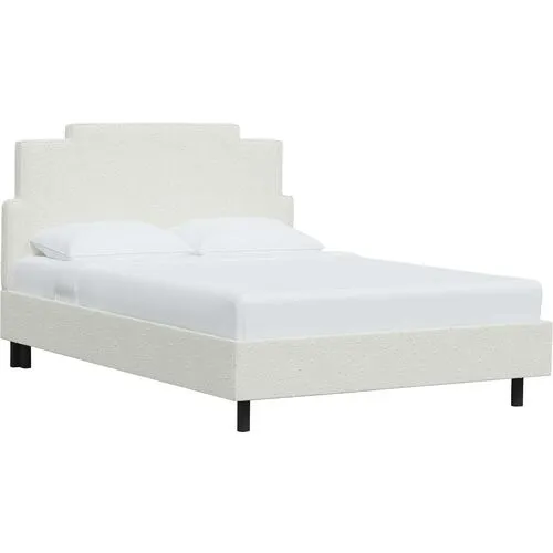 Paxton Bouclé Platform Bed - Handcrafted - White, No Box Spring Required, Comfortable & Durable