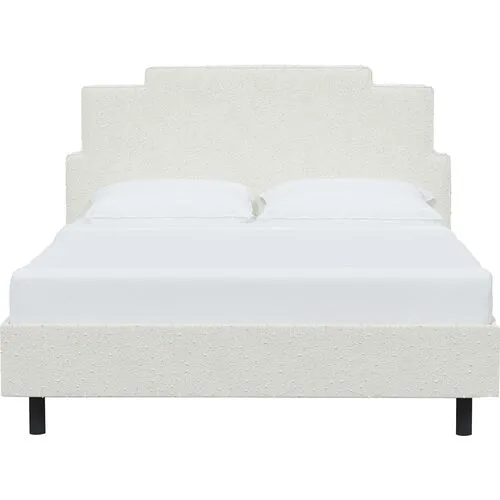Paxton Bouclé Platform Bed - Handcrafted - White, No Box Spring Required, Comfortable & Durable