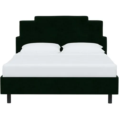 Paxton Velvet Platform Bed - Green, No Box Spring Required, Upholstered, Comfortable & Durable