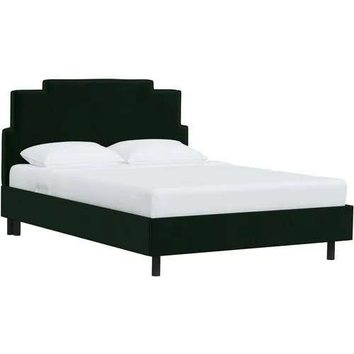 Paxton Velvet Platform Bed - Green, No Box Spring Required, Upholstered, Comfortable & Durable