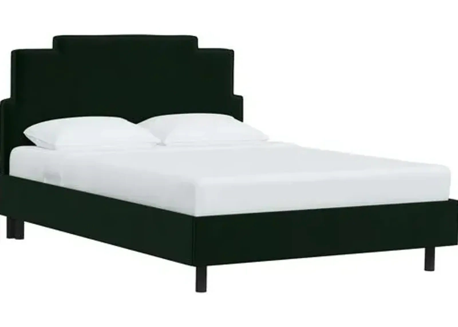 Paxton Velvet Platform Bed - Handcrafted - Green, No Box Spring Required, Upholstered, Comfortable & Durable