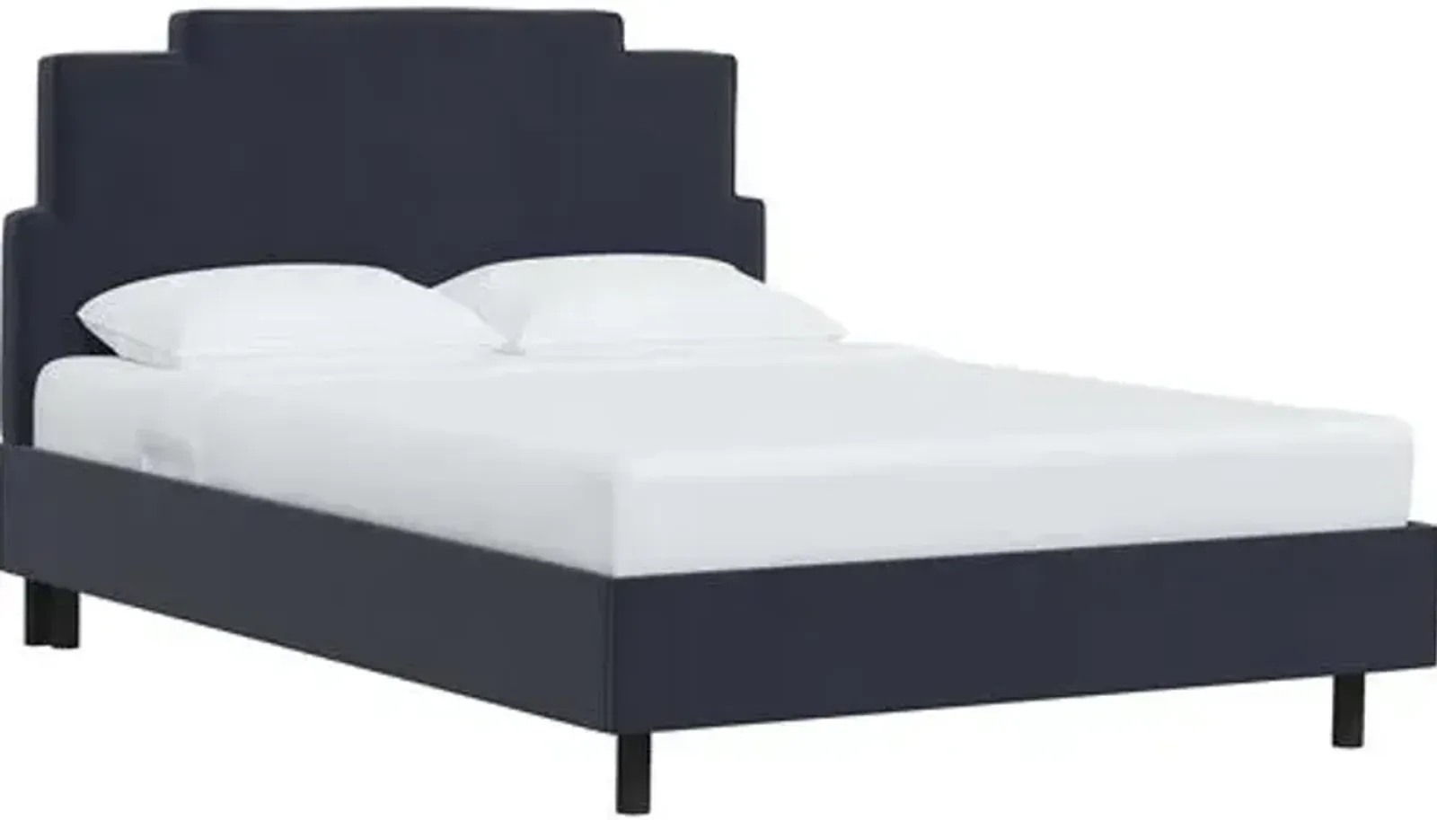 Paxton Velvet Platform Bed - Handcrafted - Blue, No Box Spring Required, Upholstered, Comfortable & Durable