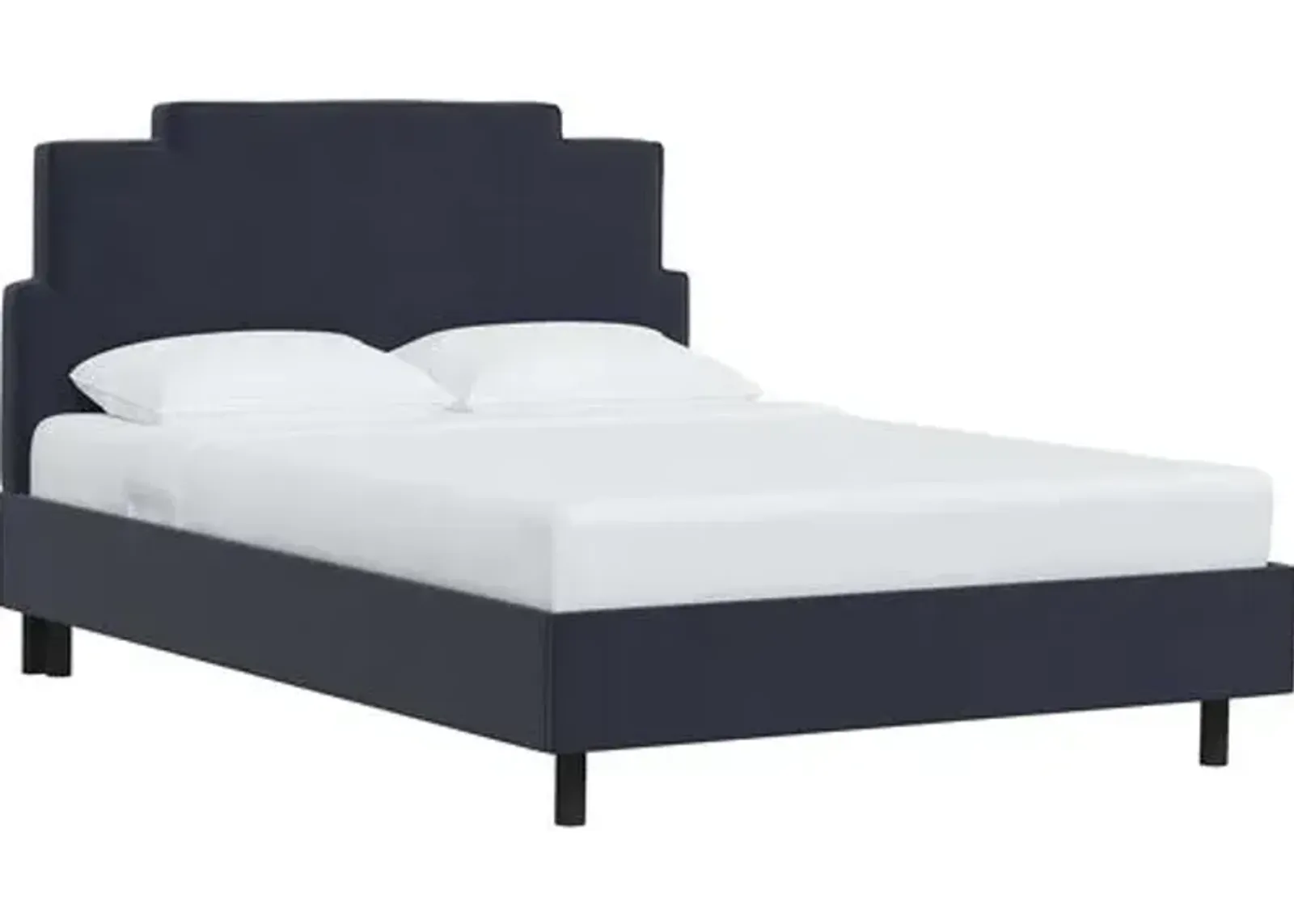 Paxton Velvet Platform Bed - Blue, No Box Spring Required, Upholstered, Comfortable & Durable