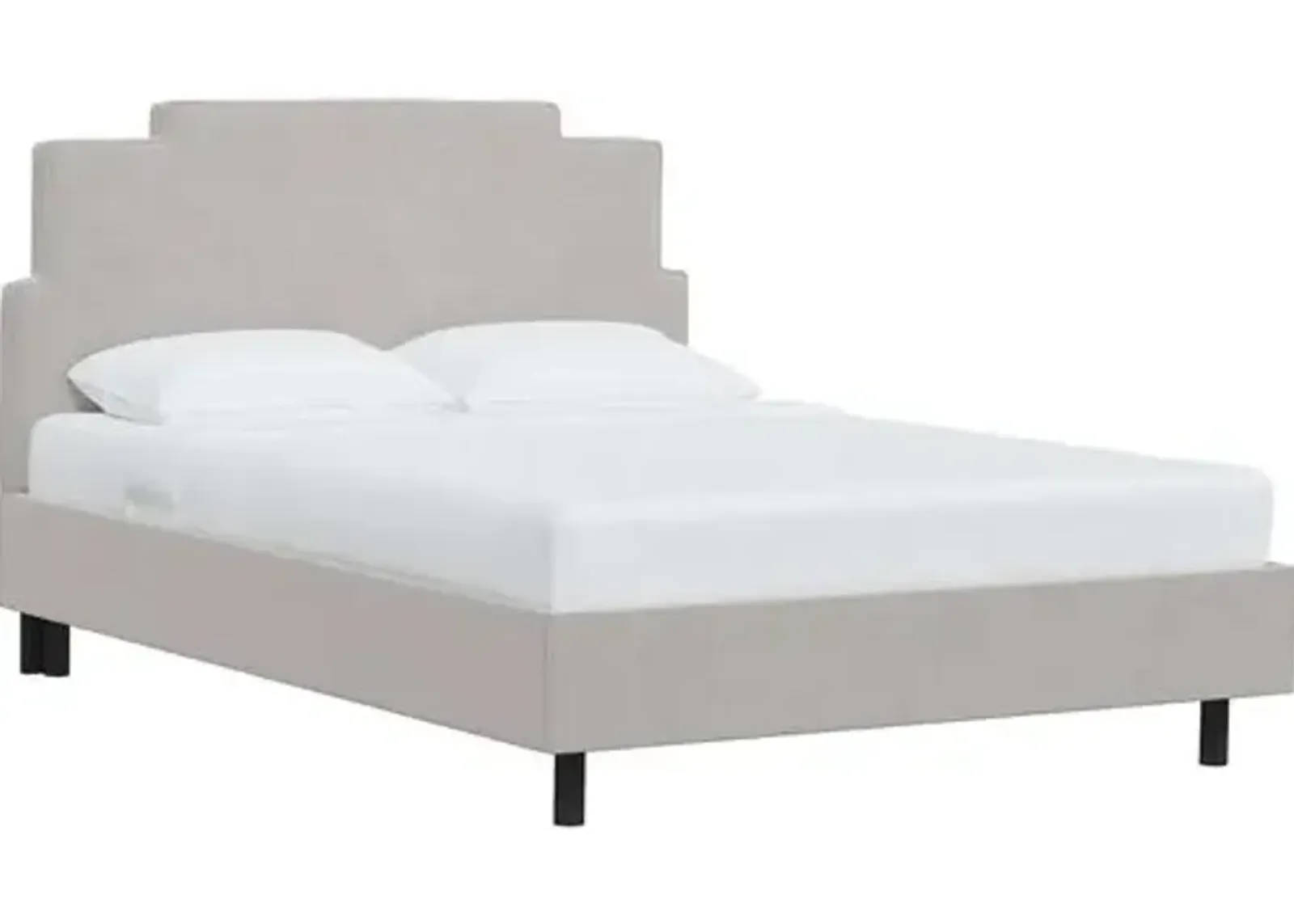 Paxton Velvet Platform Bed - Gray, No Box Spring Required, Upholstered, Comfortable & Durable