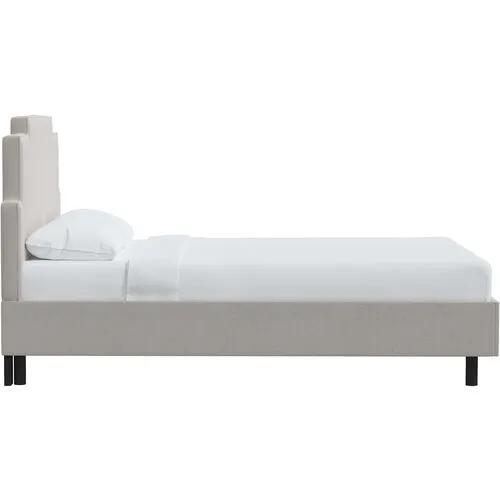 Paxton Velvet Platform Bed - Gray, No Box Spring Required, Upholstered, Comfortable & Durable
