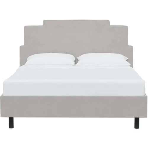 Paxton Velvet Platform Bed - Gray, No Box Spring Required, Upholstered, Comfortable & Durable