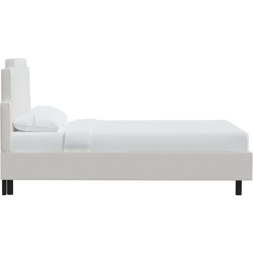 Paxton Velvet Platform Bed - Handcrafted - White, No Box Spring Required, Upholstered, Comfortable & Durable