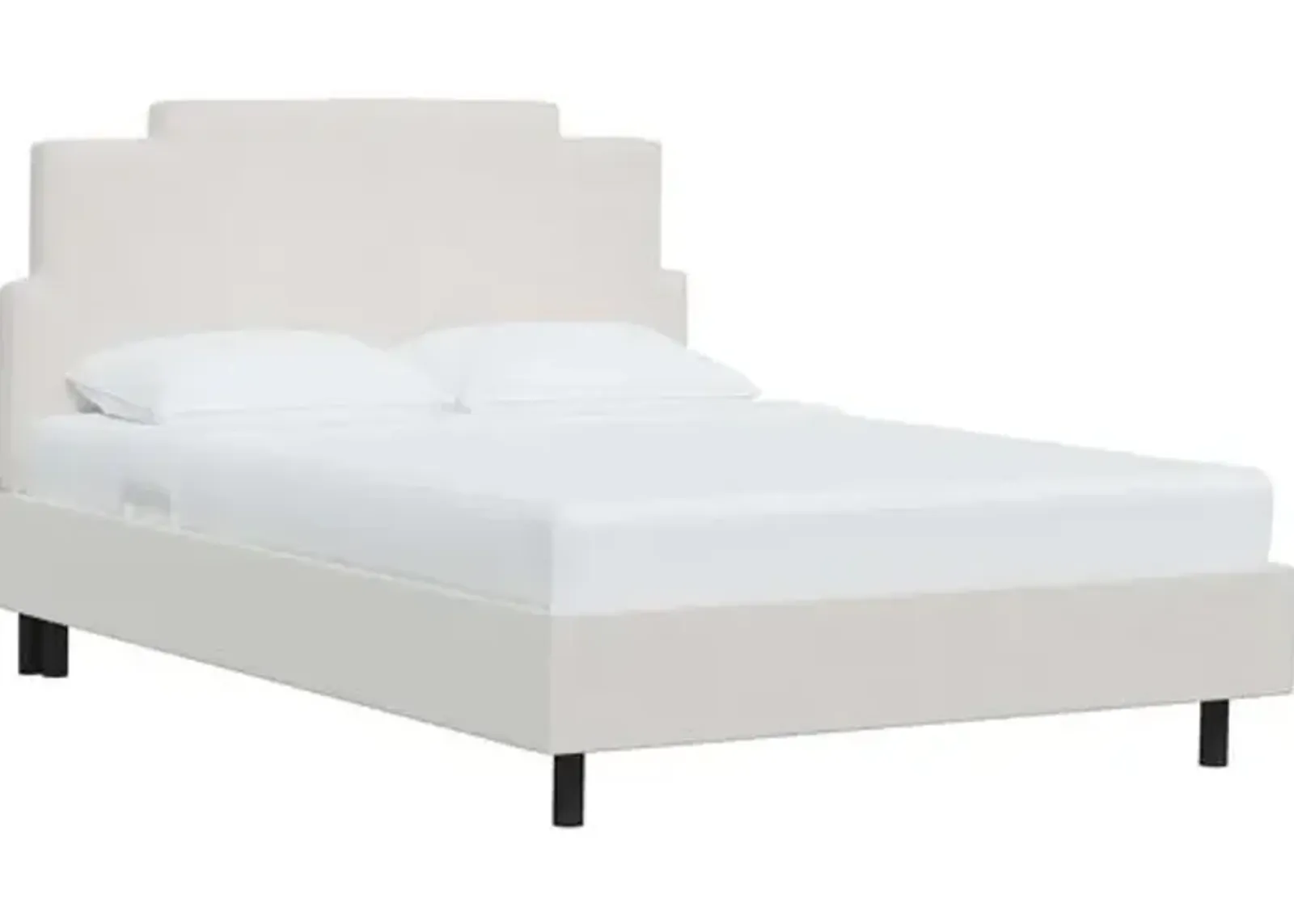 Paxton Velvet Platform Bed - Handcrafted - White, No Box Spring Required, Upholstered, Comfortable & Durable