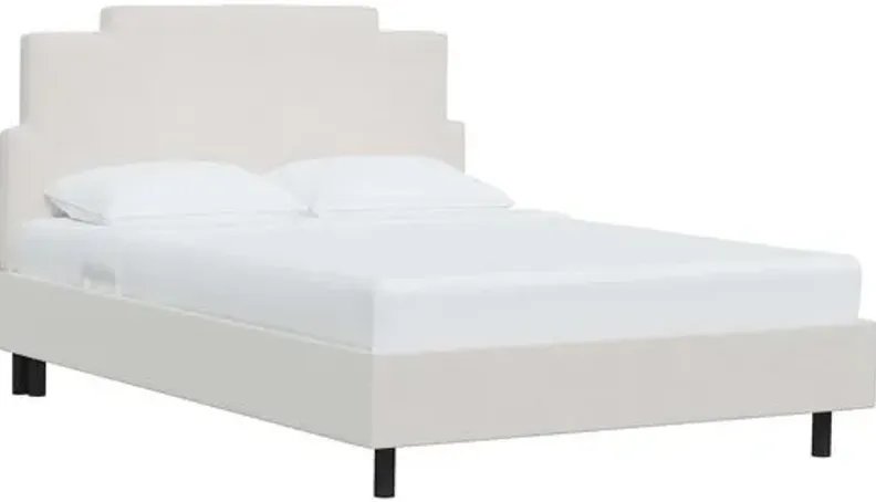 Paxton Velvet Platform Bed - Handcrafted - White, No Box Spring Required, Upholstered, Comfortable & Durable