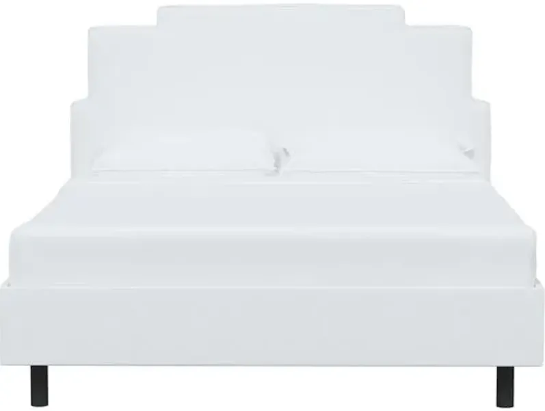 Paxton Linen Platform Bed - White, No Box Spring Required, Upholstered, Comfortable & Durable