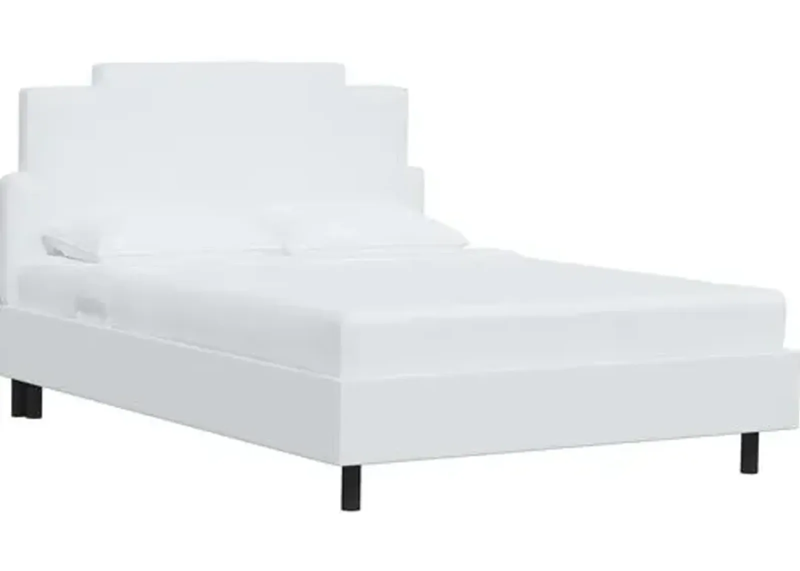 Paxton Linen Platform Bed - White, No Box Spring Required, Upholstered, Comfortable & Durable