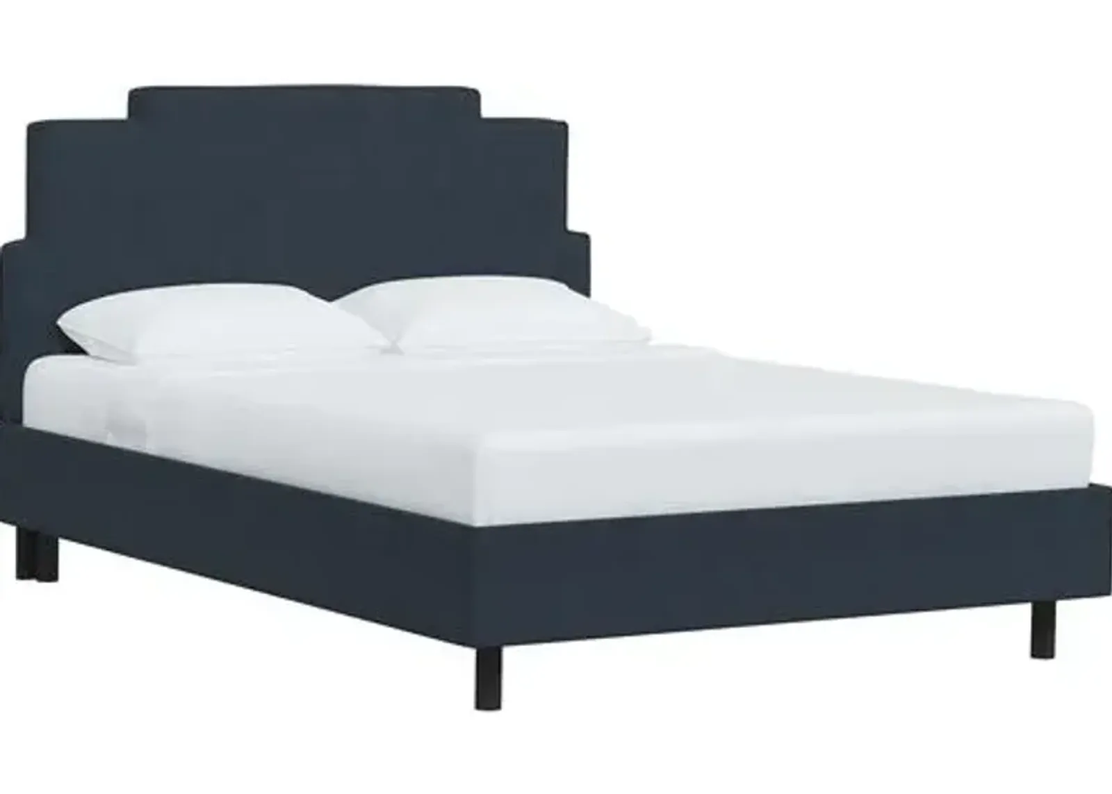 Paxton Linen Platform Bed - Blue, No Box Spring Required, Upholstered, Comfortable & Durable