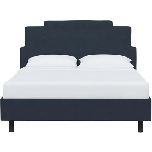 Paxton Linen Platform Bed - Linen Navy - Blue, No Box Spring Required, Upholstered, Comfortable & Durable