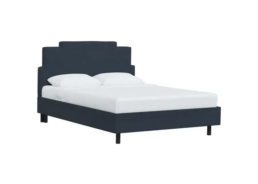 Paxton Linen Platform Bed - Linen Navy - Blue, No Box Spring Required, Upholstered, Comfortable & Durable