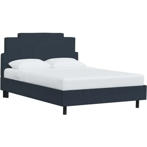 Paxton Linen Platform Bed - Linen Navy - Blue, No Box Spring Required, Upholstered, Comfortable & Durable