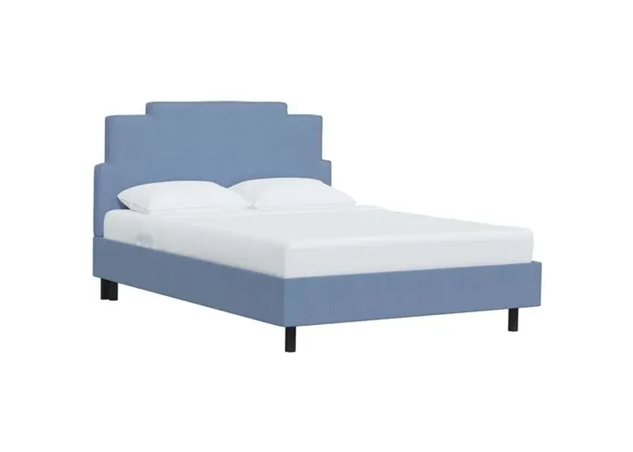 Paxton Linen Platform Bed - Blue, No Box Spring Required, Upholstered, Comfortable & Durable