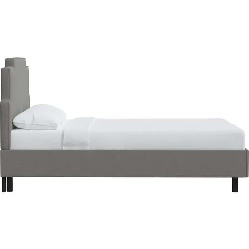 Paxton Linen Platform Bed - Gray, No Box Spring Required, Upholstered, Comfortable & Durable