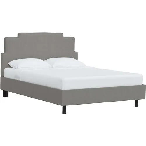 Paxton Linen Platform Bed - Gray, No Box Spring Required, Upholstered, Comfortable & Durable