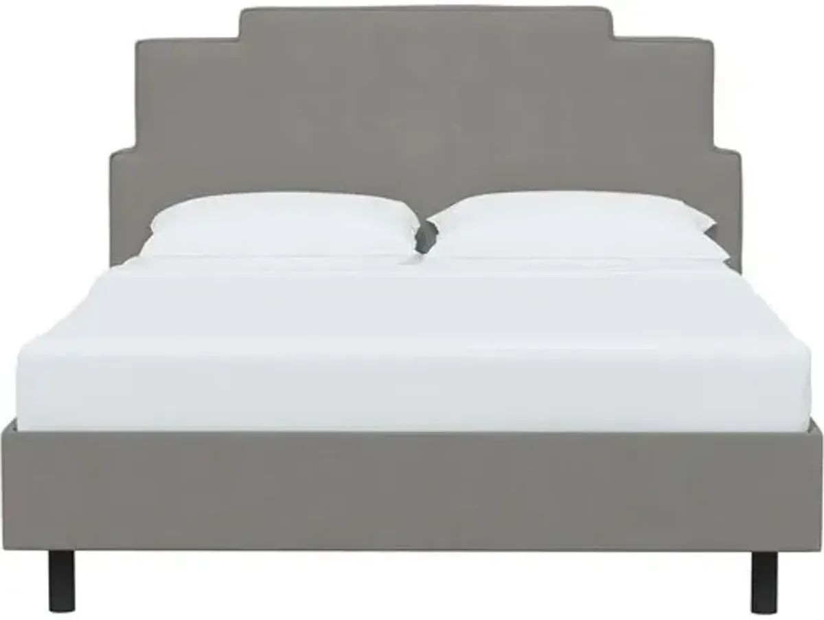 Paxton Linen Platform Bed - Gray, No Box Spring Required, Upholstered, Comfortable & Durable