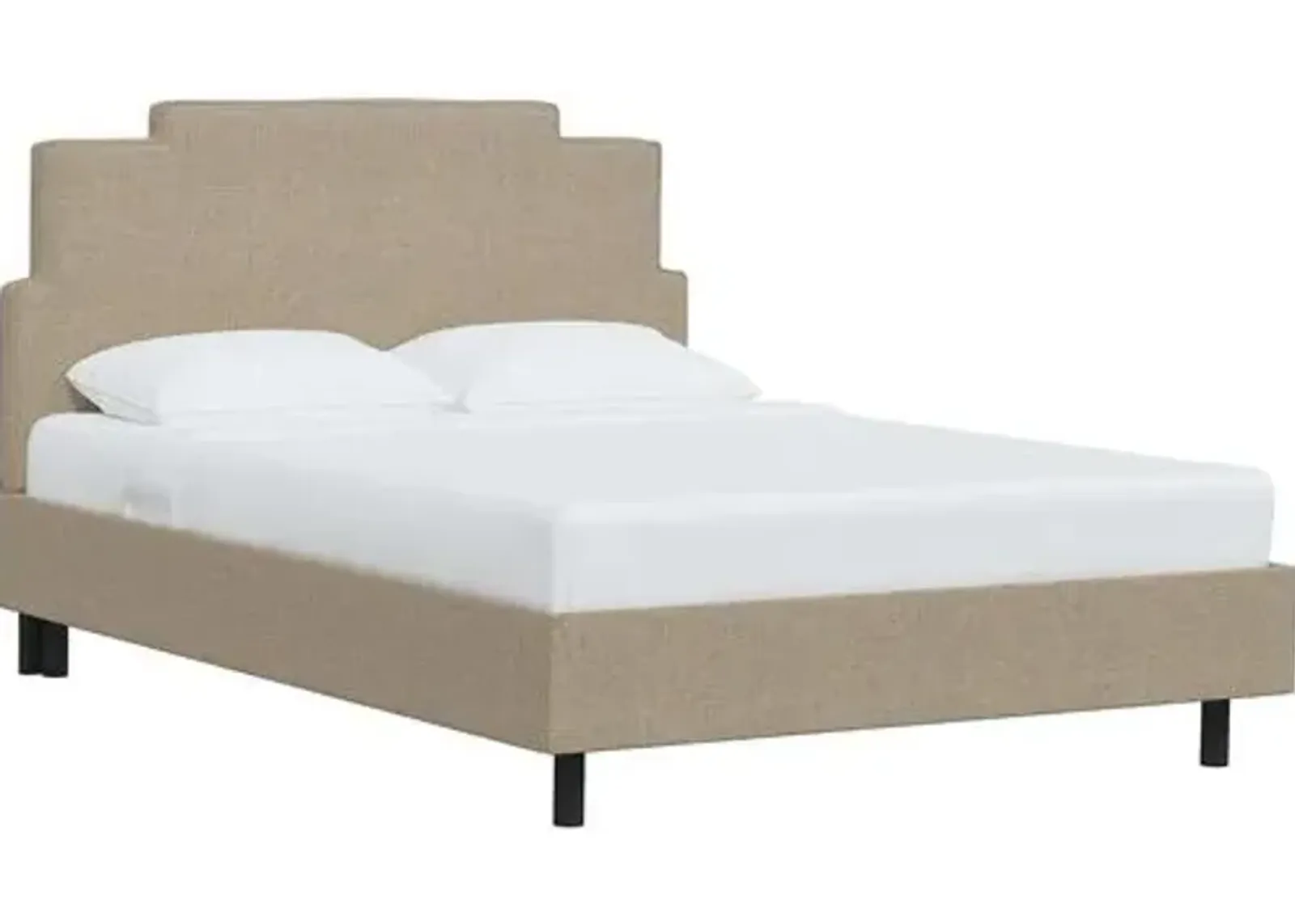 Paxton Linen Platform Bed - Brown, No Box Spring Required, Upholstered, Comfortable & Durable