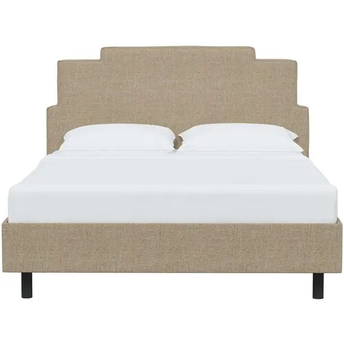 Paxton Linen Platform Bed - Brown, No Box Spring Required, Upholstered, Comfortable & Durable