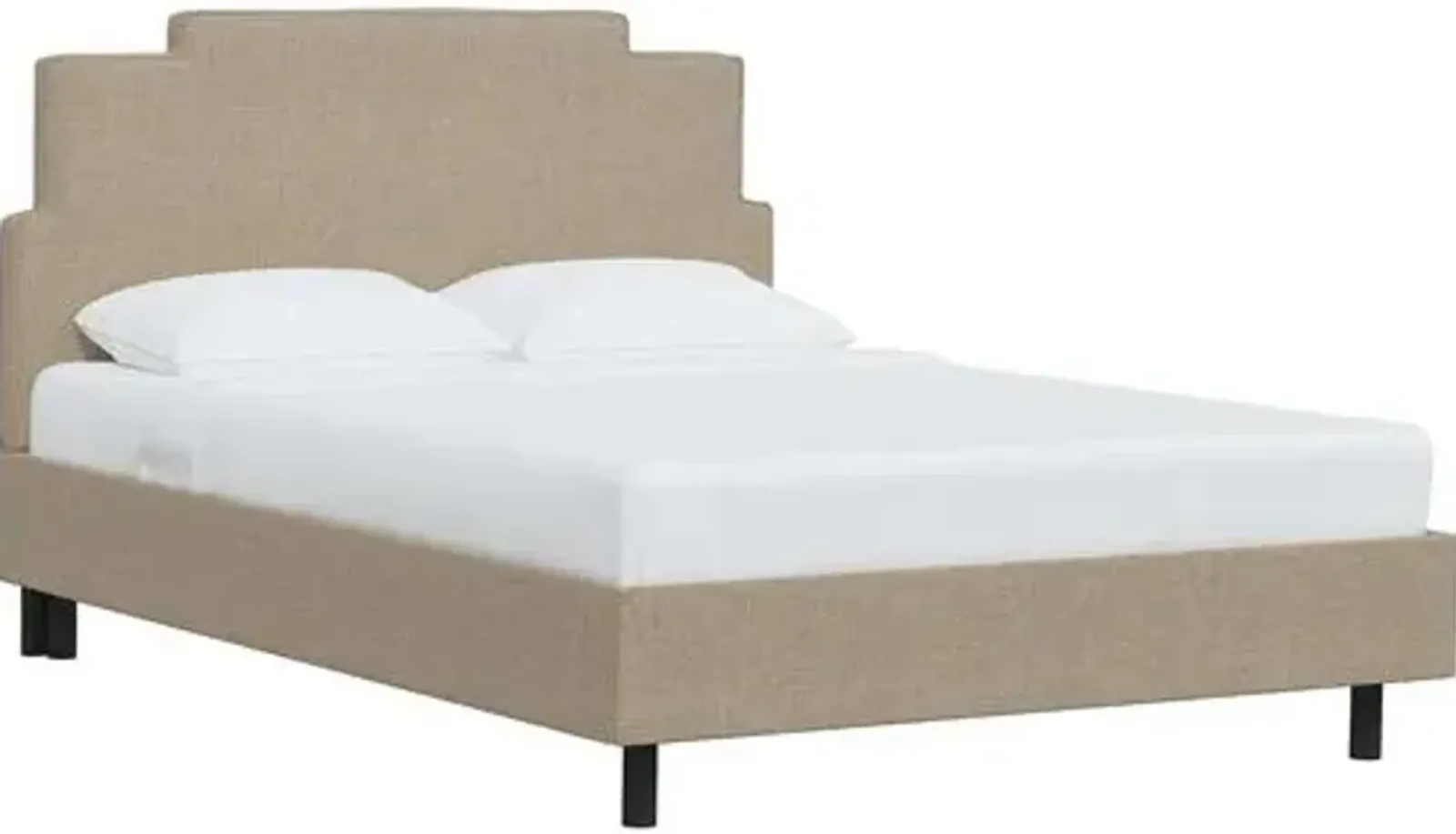 Paxton Linen Platform Bed - Brown, No Box Spring Required, Upholstered, Comfortable & Durable