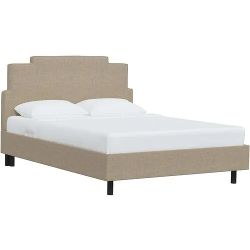 Paxton Linen Platform Bed - Brown, No Box Spring Required, Upholstered, Comfortable & Durable