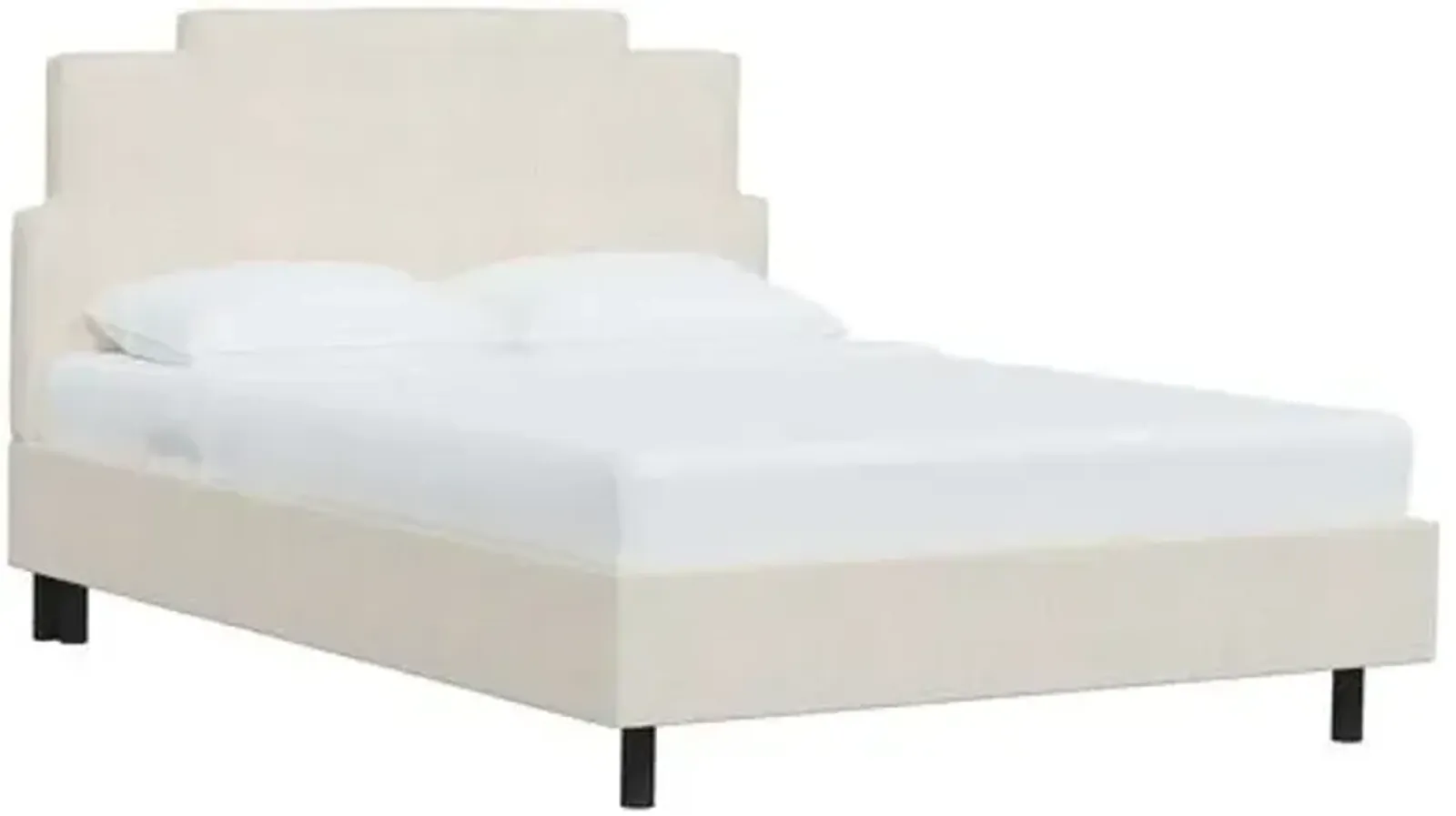 Paxton Linen Platform Bed - Ivory, No Box Spring Required, Upholstered, Comfortable & Durable