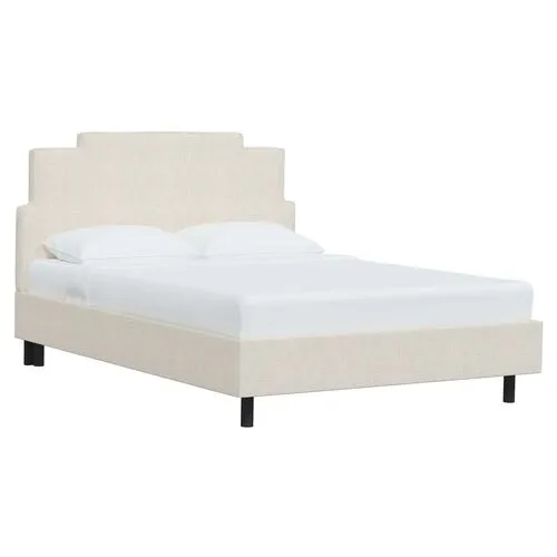 Paxton Linen Platform Bed - Ivory, No Box Spring Required, Upholstered, Comfortable & Durable