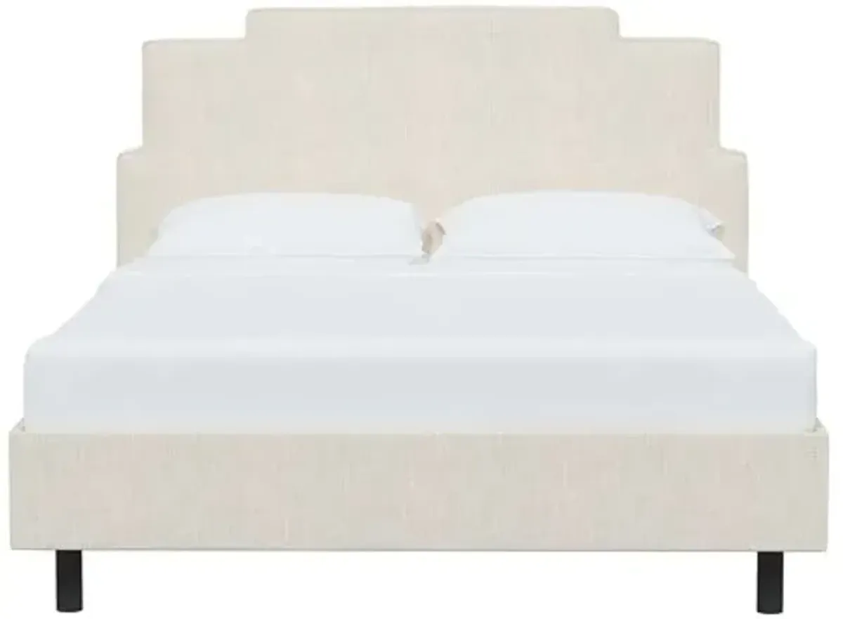 Paxton Linen Platform Bed - Ivory, No Box Spring Required, Upholstered, Comfortable & Durable