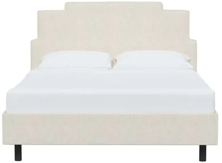 Paxton Linen Platform Bed - Ivory, No Box Spring Required, Upholstered, Comfortable & Durable