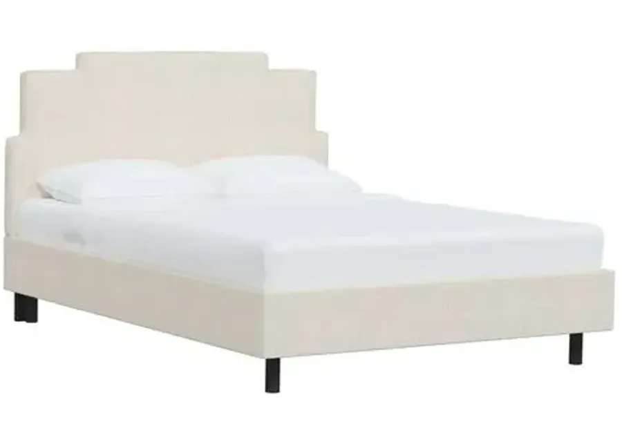 Paxton Linen Platform Bed - Ivory, No Box Spring Required, Upholstered, Comfortable & Durable