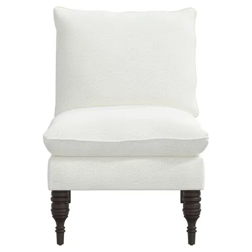 Daphne Bouclé Slipper Chair - Handcrafted - White