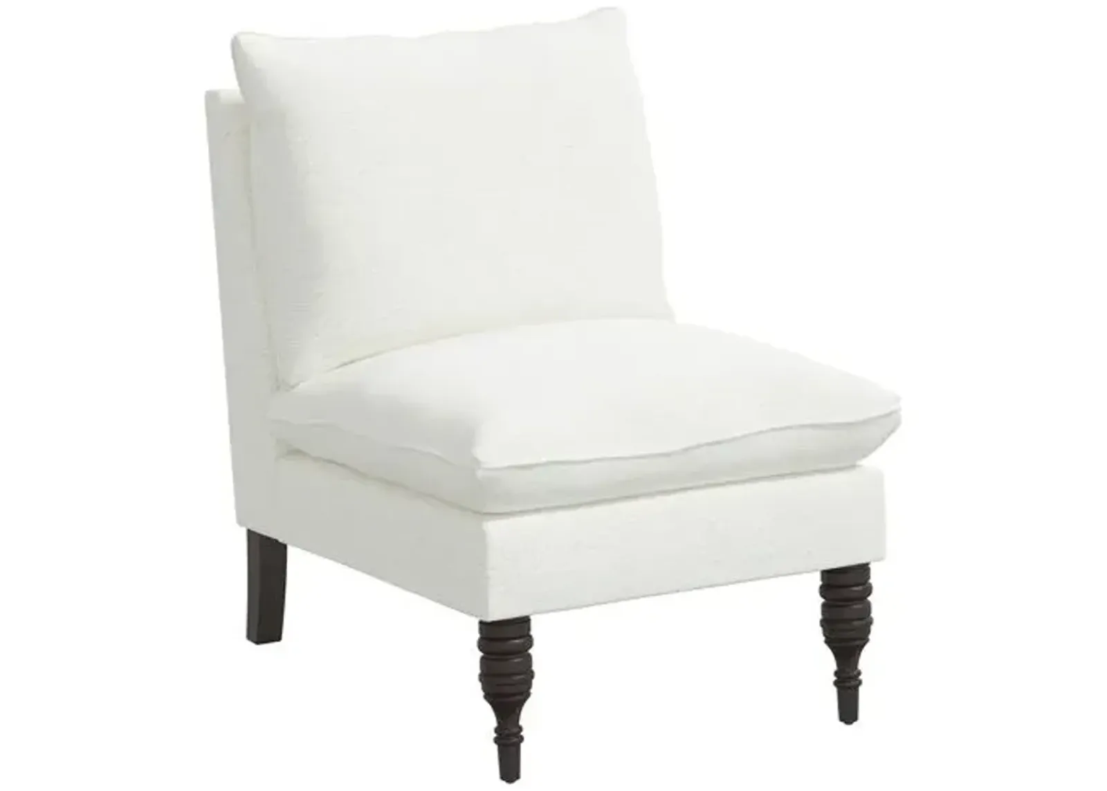 Daphne Bouclé Slipper Chair - Handcrafted - White