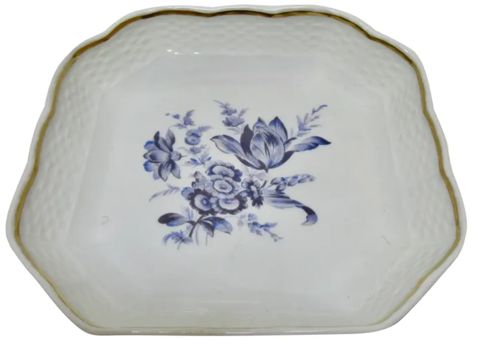 Ginori Italian Gilt Porcelain Tulip Tray - The Emporium Ltd. - Blue