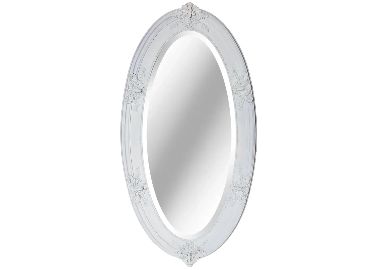 Victorian Beveled Oval Mirror - Fleur de Lex Antiques - White