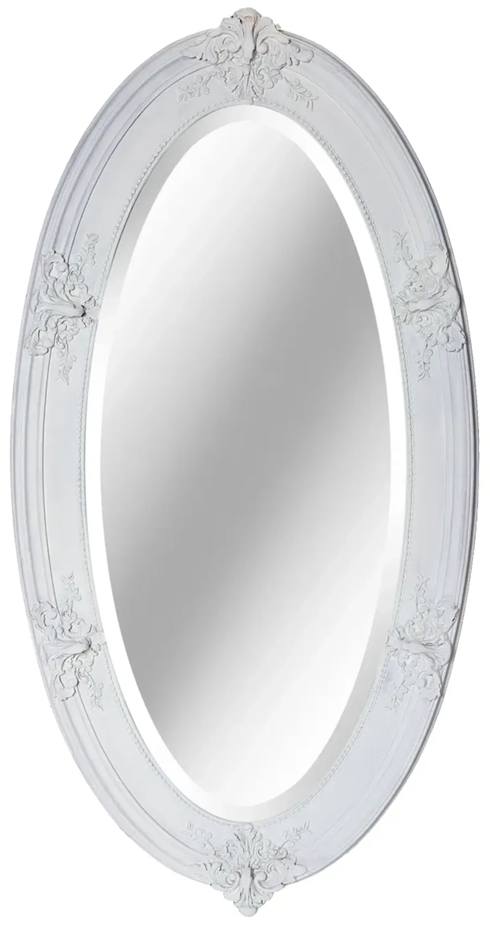 Victorian Beveled Oval Mirror - Fleur de Lex Antiques - White