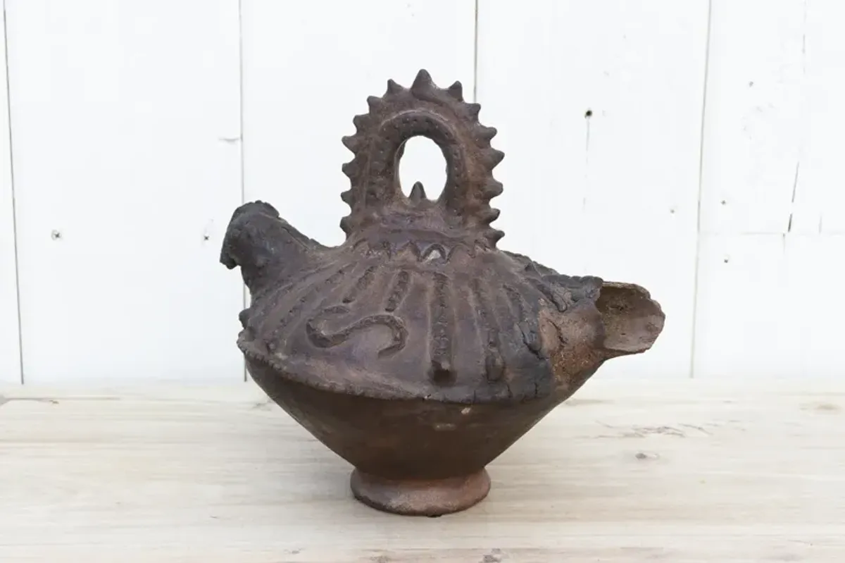 Rare Antique Earthenware Kundi Vessel - de-cor - Brown