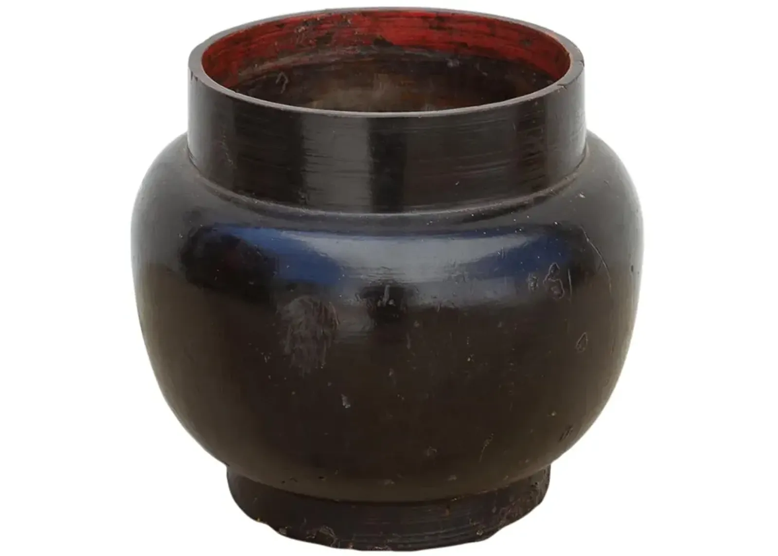 Antique Lacquer Container From Bhutan - de-cor - Black