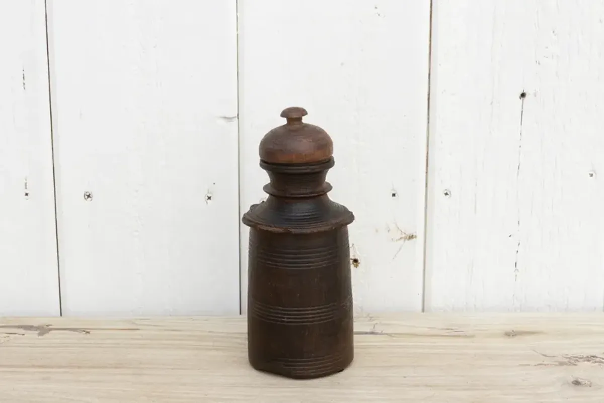 Petite Rustic Nepalese Food Jar - de-cor - brown