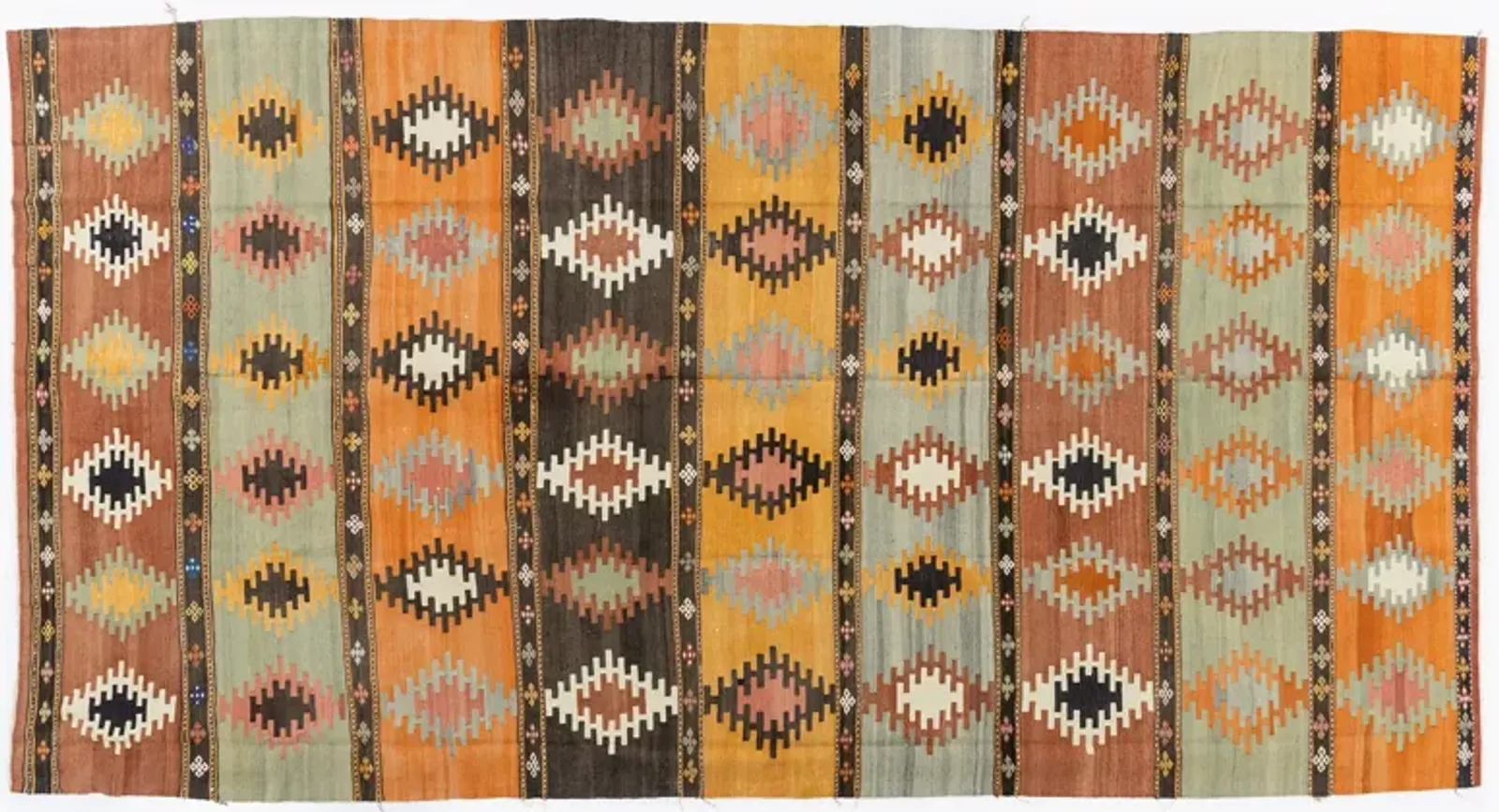 Turkish Kilim Rug 6'10 X 12'7 - Orange - Orange