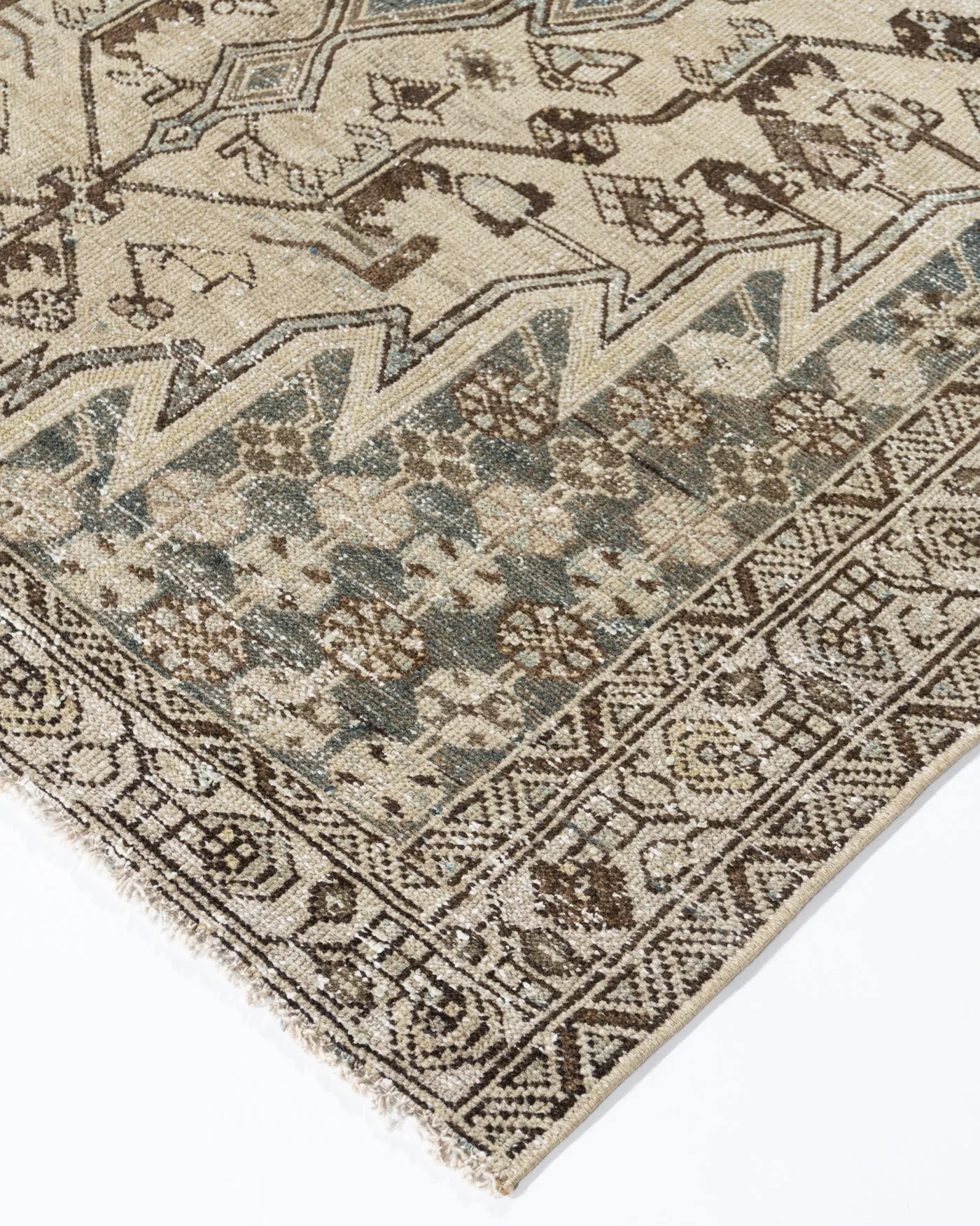 Persian Distressed Mazlagan Rug 4'5X6'3 - Beige - Beige