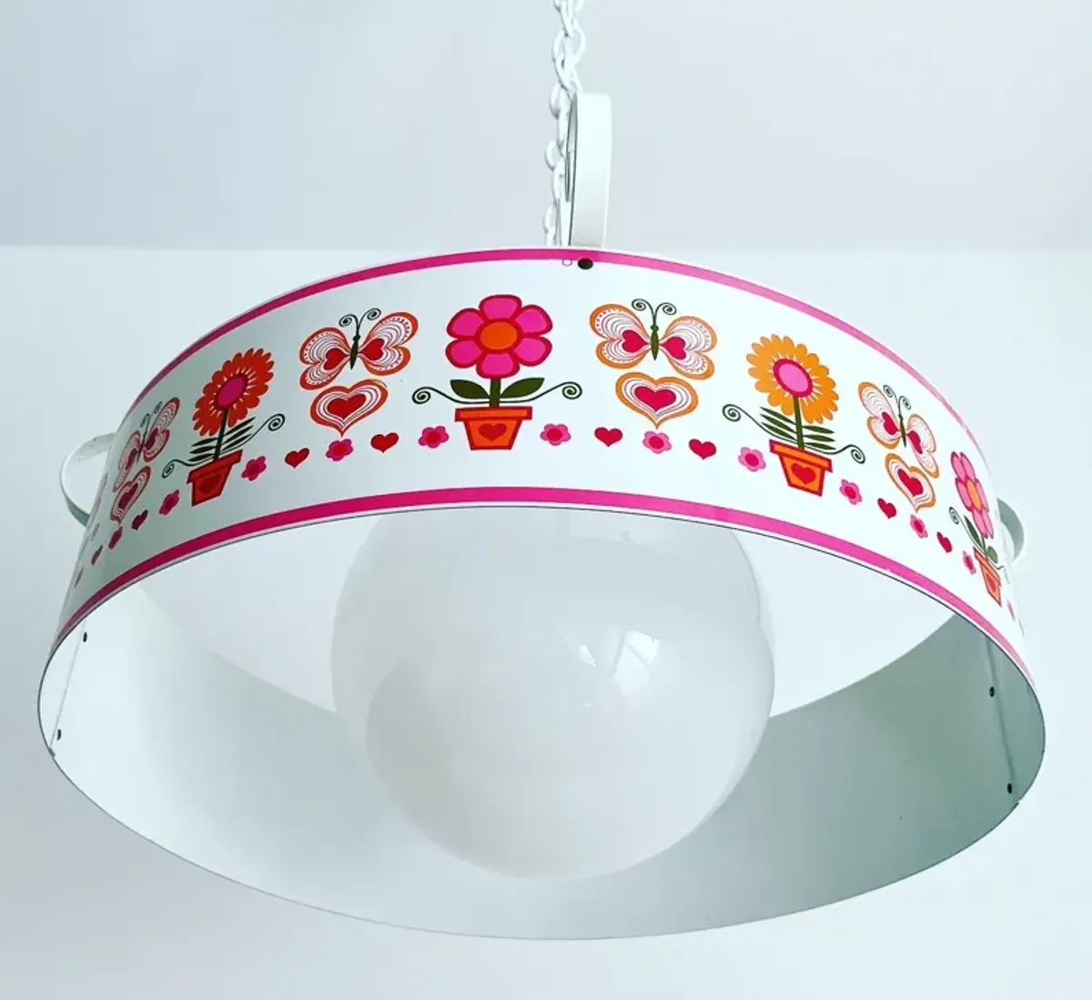 1970s Enameled Pendant Light - C the Light Interiors - Pink