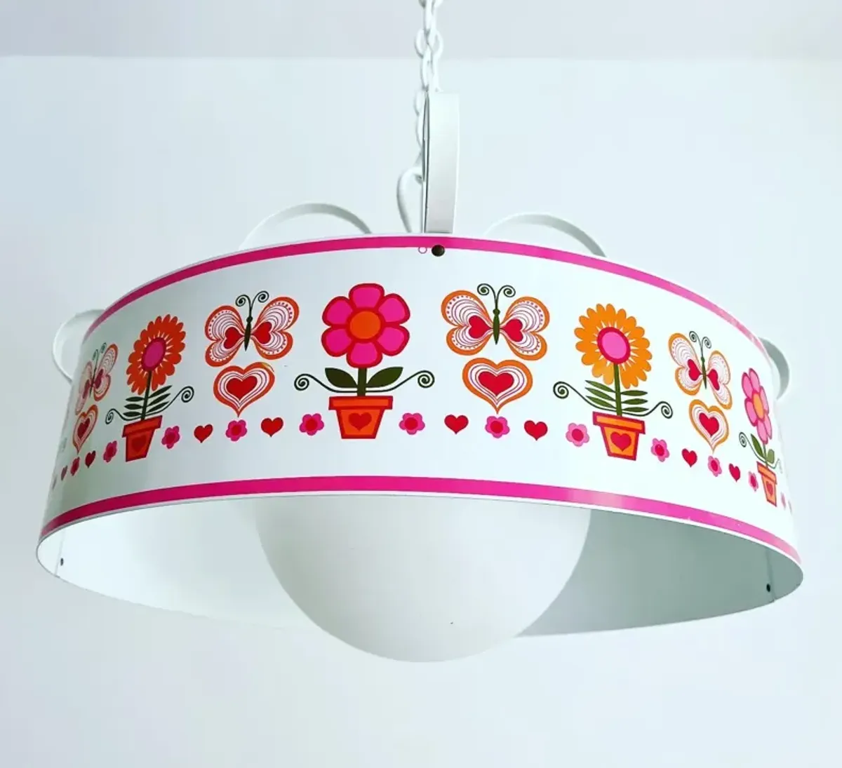 1970s Enameled Pendant Light - C the Light Interiors - Pink