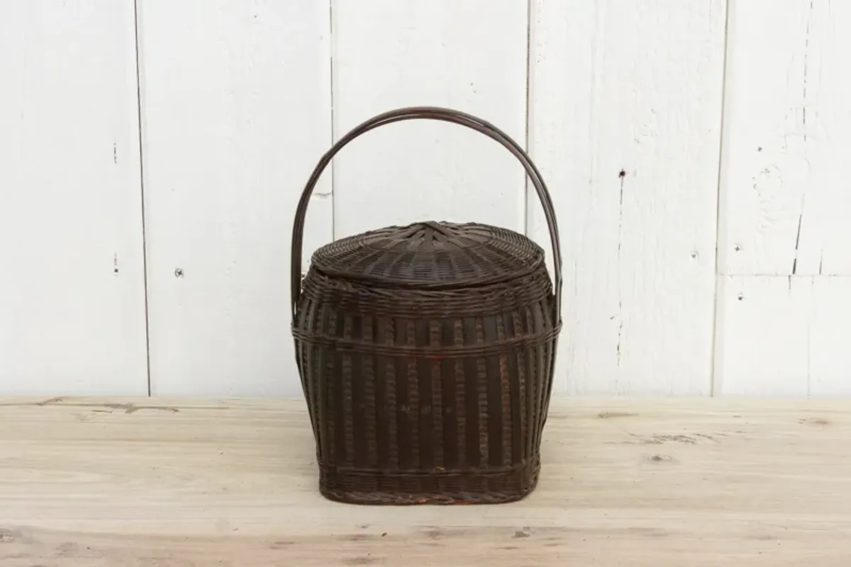 Vintage Thai Wicker Market Basket - de-cor - Brown