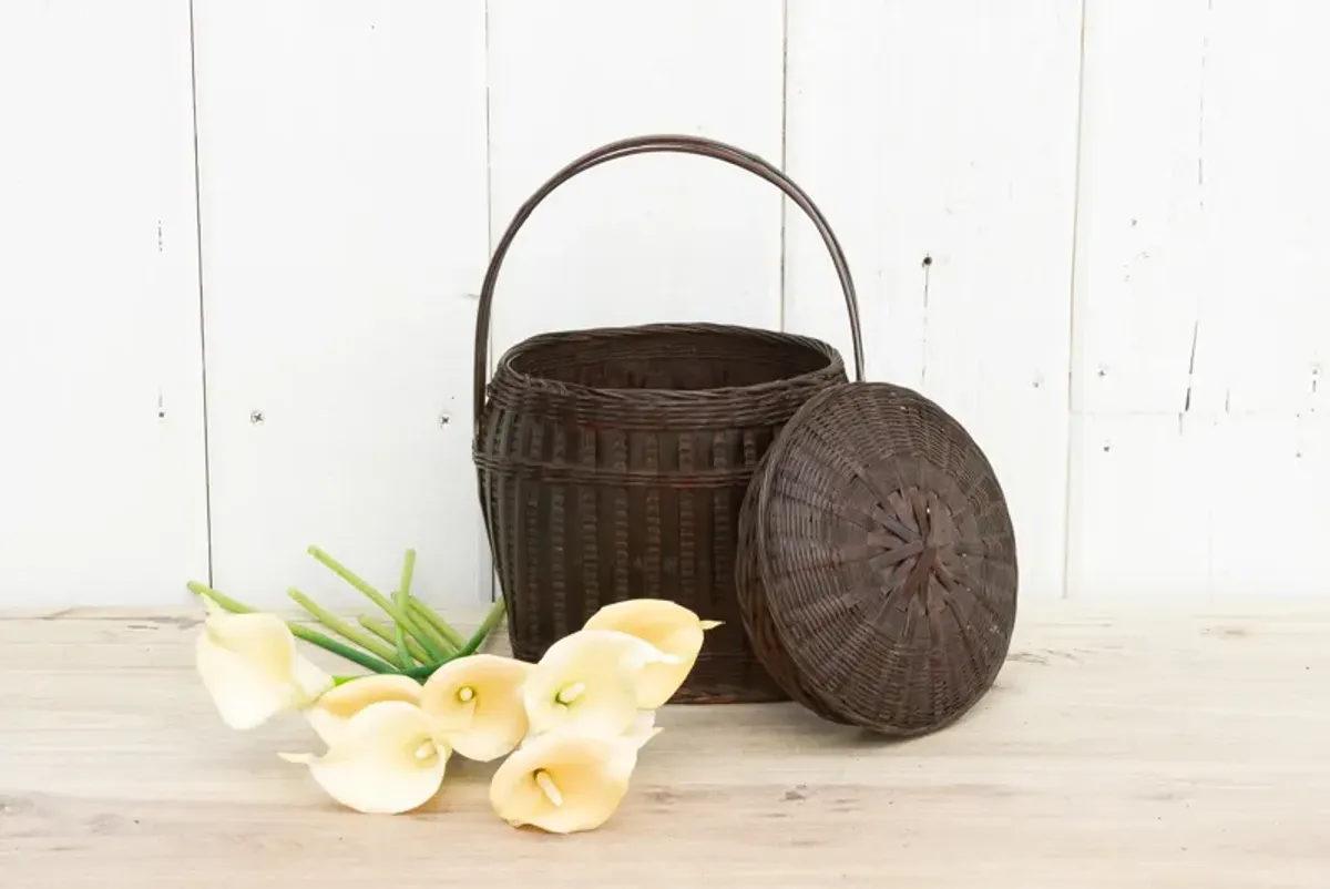 Vintage Thai Wicker Market Basket - de-cor - Brown